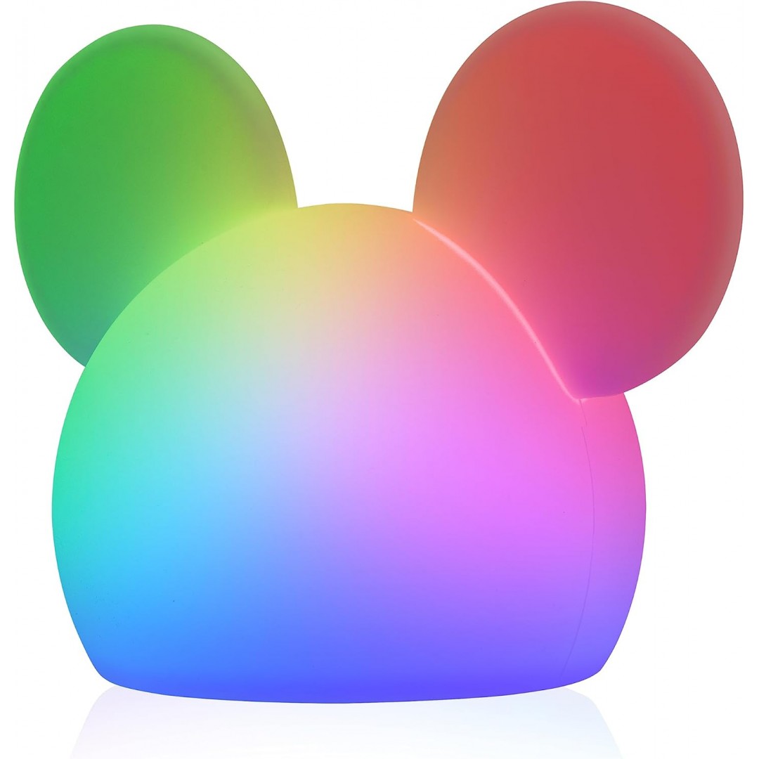 Disney Mickey Mouse Squishy Licht, Farbwechsel, Nachtlicht für Kinder, USB-Lampe, batteriebetrieben, dimmbar, ideal für Schlafzimmer, Spielzimmer, Wohnzimmer und mehr