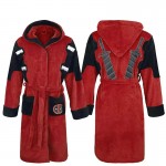 Deadpool Bathrobe Adult Unisex Winter Warm Flannel Hooded Pajamas Halloween Deadpool Cosplay Costume Sleepwear Robe