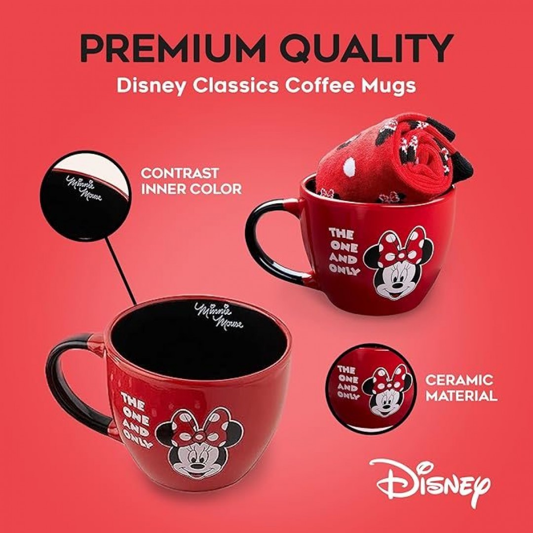 Disney Tasse und Socken Damen Set Stitch Geschenk Set (Rot Minnie)