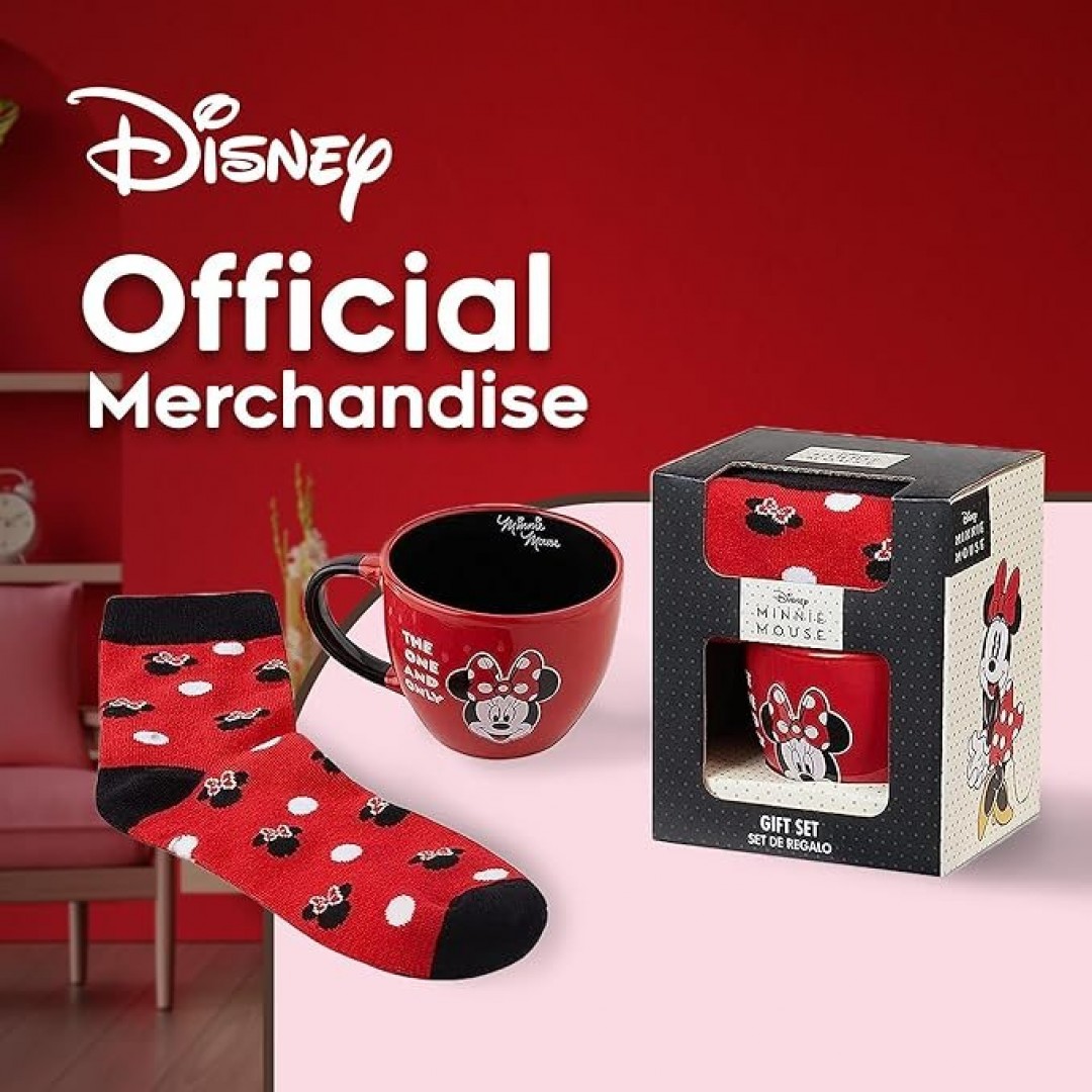 Disney Mug and Socks Ladies Set Stitch Gift Set (Red Minnie)