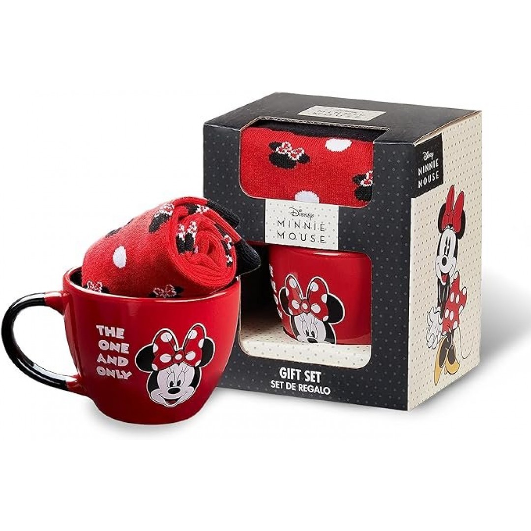 Disney Mug and Socks Ladies Set Stitch Gift Set (Red Minnie)