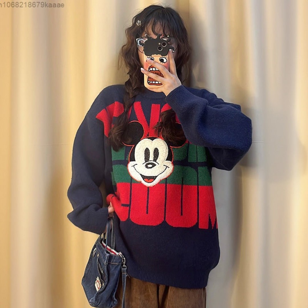 Disney Cartoon Mickey Fall And Winter New Sweater For Women American Style, Fashion Thickened Warm Sweater