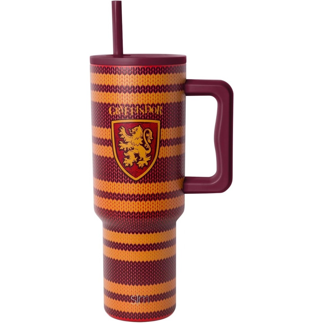 Harry Potter 40 oz Becher mit Griff und Stroh Deckel | isoliert wiederverwendbare Edelstahl-Wasserflasche Reisebecher | Geschenk für Frauen Männer Ihn Ihr | Trek Collection | 40oz | Griffindor Scarf