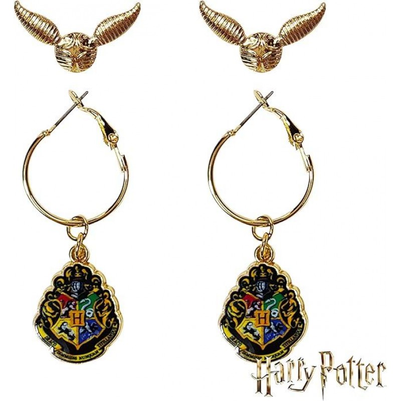 Harry Potter Earrings 2 Hypoallergenic Earrings for Girls 1 Stud Earrings 1 Fishhook Drop Earrings Sets with Charms One Size Fits All Harry Potter Jewelry for Women Harry Potter Accessories Ages 4+