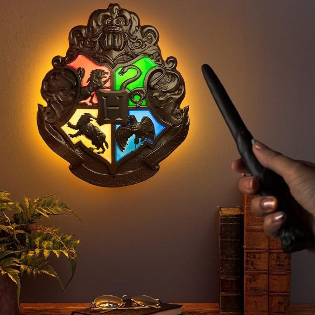 Harry Potter - Hogwarts Crest - Lampe mit Kontrollstäben schwarz