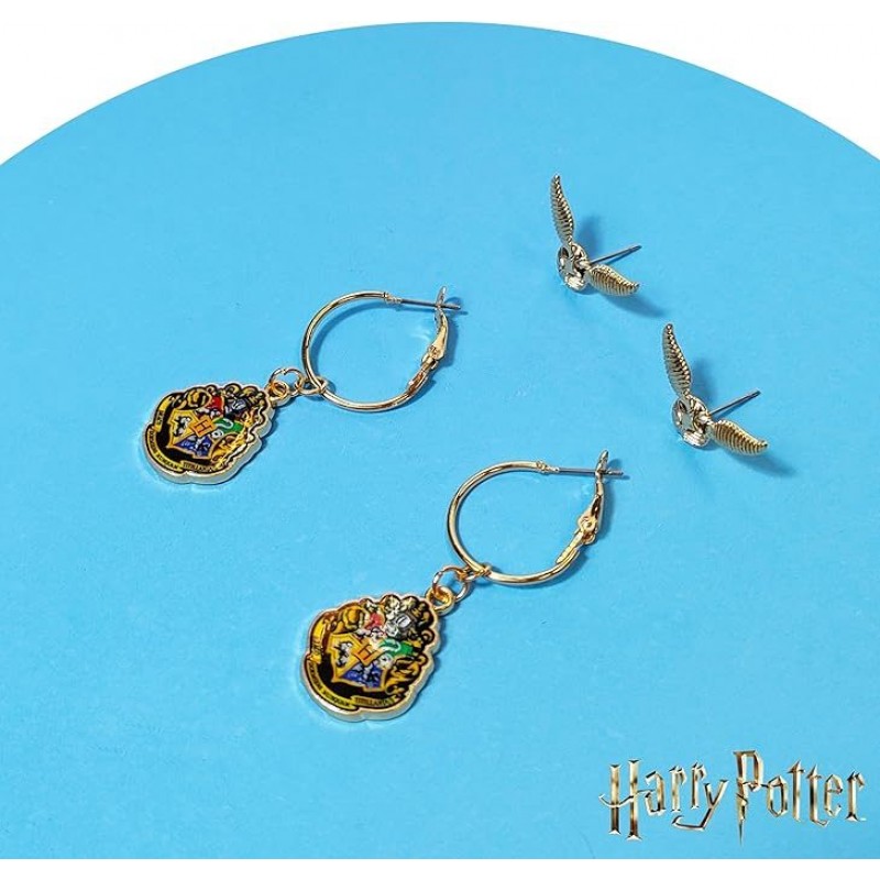 Harry Potter Earrings 2 Hypoallergenic Earrings for Girls 1 Stud Earrings 1 Fishhook Drop Earrings Sets with Charms One Size Fits All Harry Potter Jewelry for Women Harry Potter Accessories Ages 4+