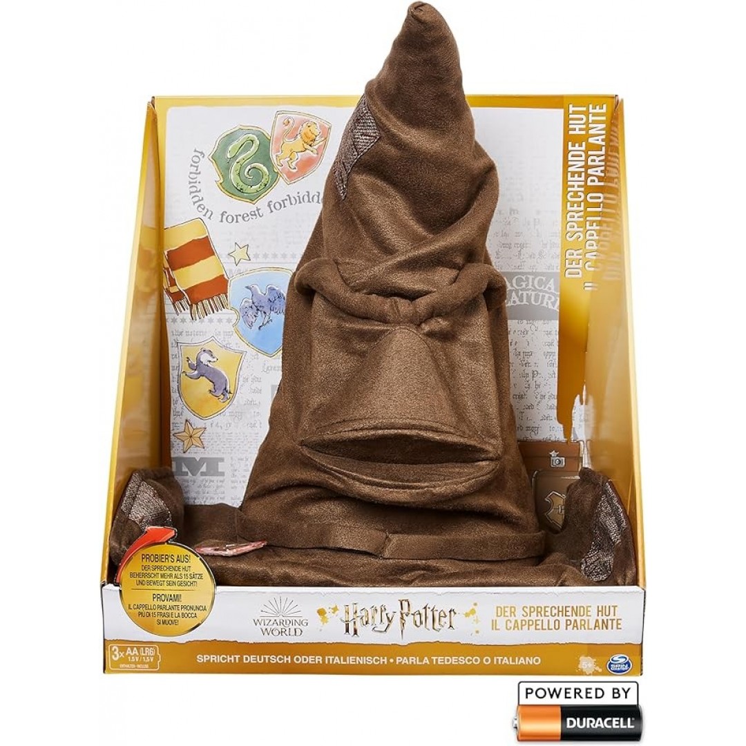 Harry Potter Interactive Talking Hat with sound, toy for children aged 5 and over, officially licensed fan merchandise, brown