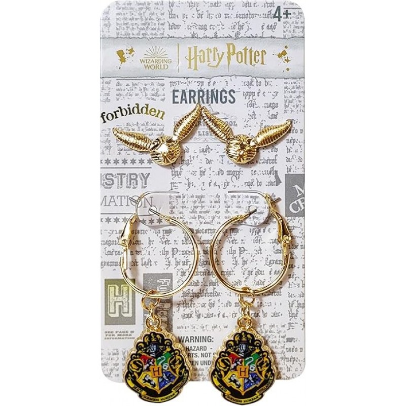 Harry Potter Earrings 2 Hypoallergenic Earrings for Girls 1 Stud Earrings 1 Fishhook Drop Earrings Sets with Charms One Size Fits All Harry Potter Jewelry for Women Harry Potter Accessories Ages 4+