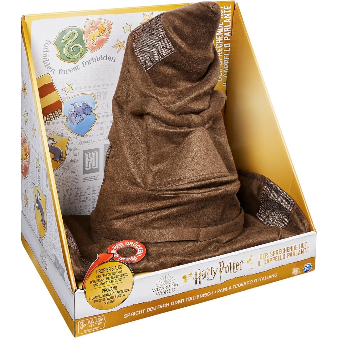 Harry Potter Interactive Talking Hat with sound, toy for children aged 5 and over, officially licensed fan merchandise, brown