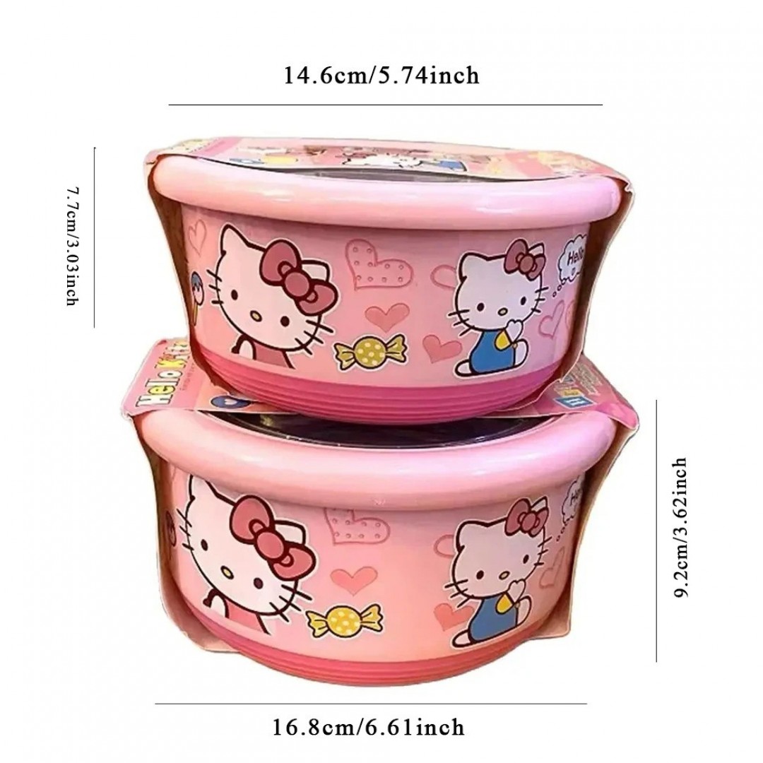 Hello Kitty stainless steel ramen bowl with lid cute large instant noodles fruit salad rice soup bowl kitchenware