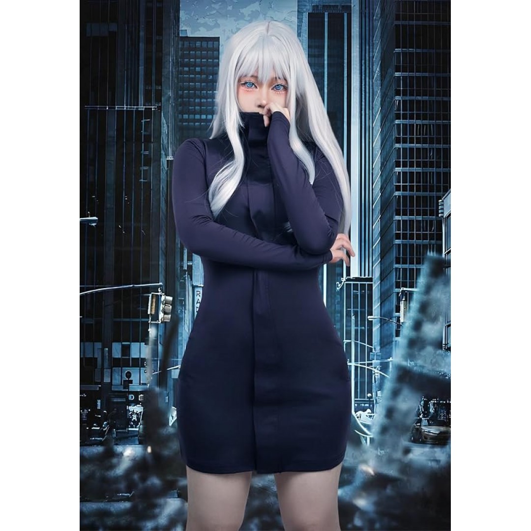 Satoru Cosplay Costume Purple Dress with Glasses