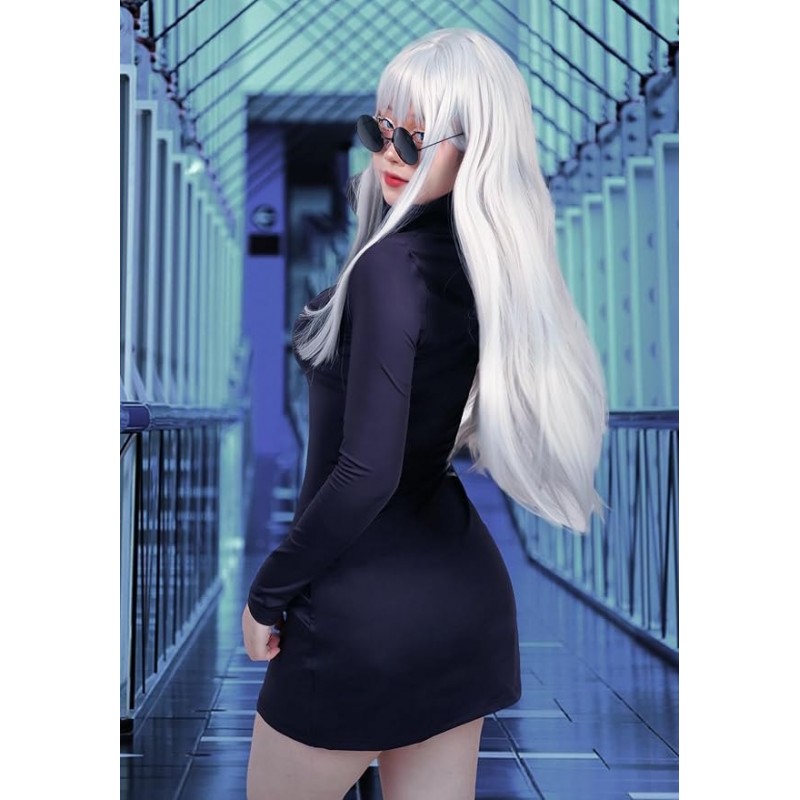 Satoru Cosplay Kostüm Lila Kleid mit Brille