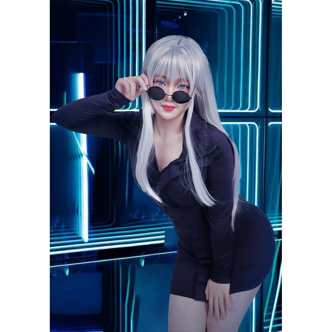 Satoru Cosplay Kostüm Lila Kleid mit Brille