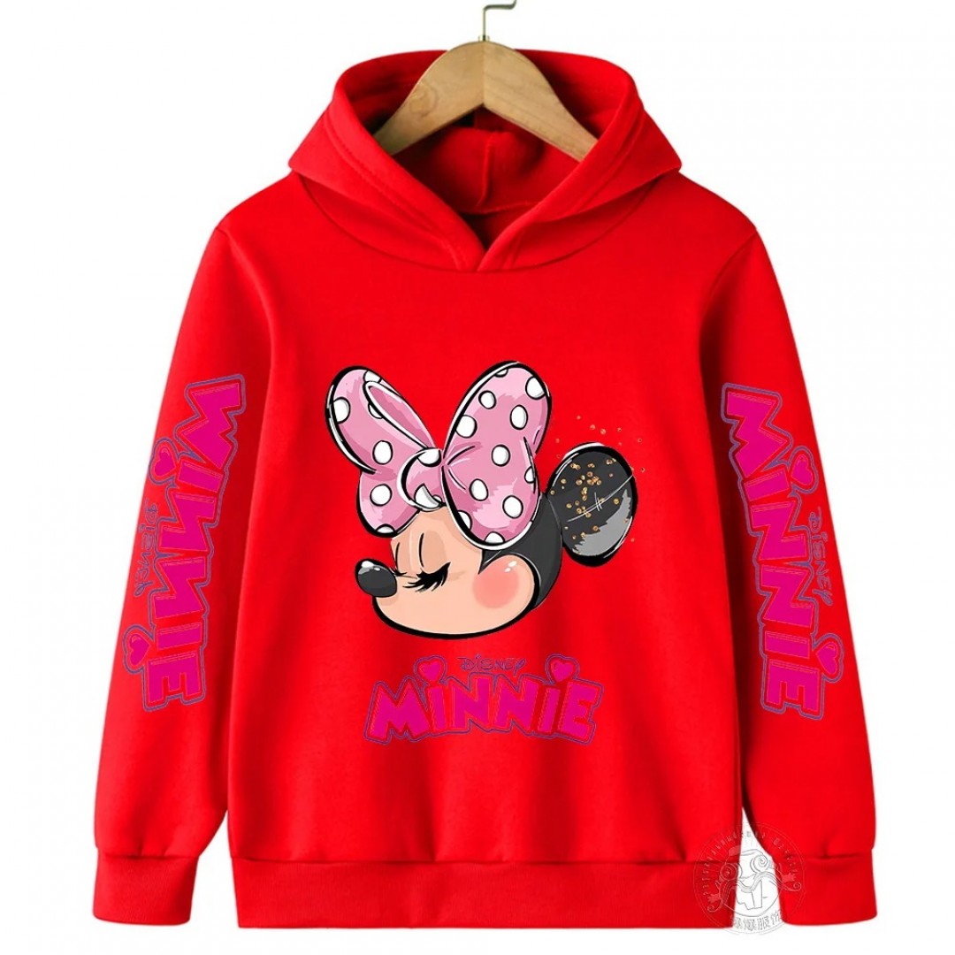 2024 Fall/Winter Kids Minnie Hoodie – Warm Top for Boys and Girls, Ages 3-14, Outdoor Sports Shirt