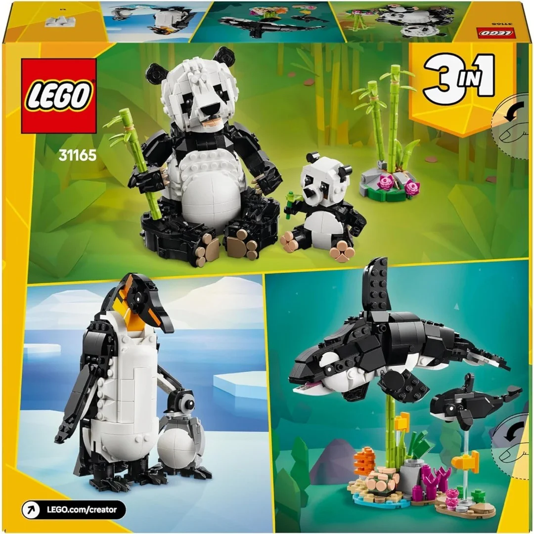 LEGO Creator 3in1 Wilde Tiere: Pandafamilie - Ostergeschenke für Mädchen und Jungen ab 8 Jahren - Modell umbaubar in Spielzeug Schwertwal oder Pinguin Figur - Bauset für Kinder - 31165 LEGO Creator 3in1 Wilde Tiere: Pandafamilie - Ostergeschenke für Mädchen und Jungen ab 8 Jahren - Modell umbaubar in Spielzeug Schwertwal oder Pinguin Figur - Bauset für Kinder - 31165