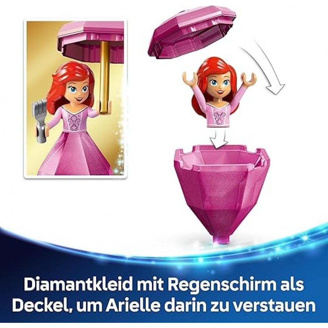 LEGO ǀ Disney Princess Arielle Spieluhr, Fantasy Spielset mit Fabius Figur für Fans der kleinen Meerjungfrau, Baubare Schatulle mit Prinzessin Mini Puppe, Geschenk für Mädchen ab 5 Jahren 43259