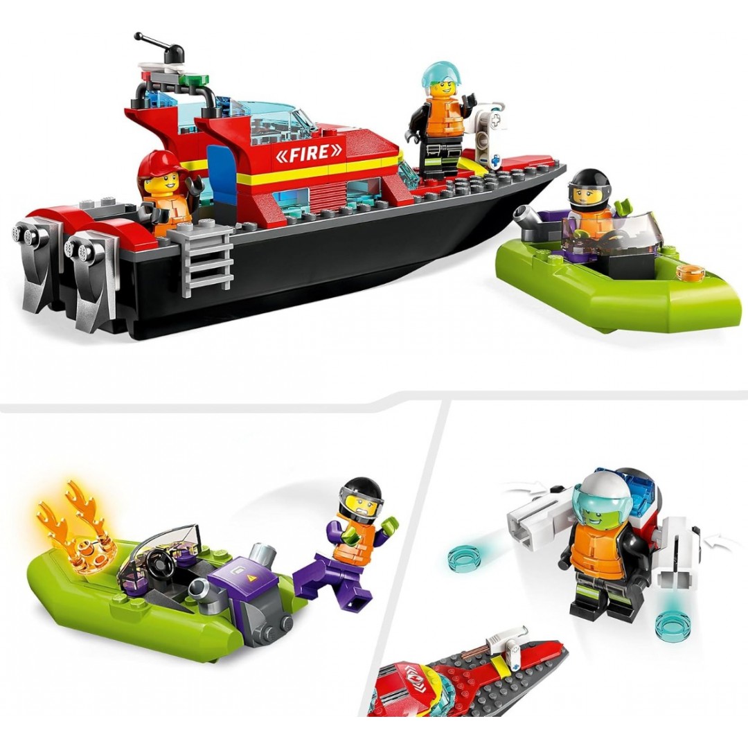LEGO 60373 City Feuerwehrboot, Spielzeug, das im Wasser schwimmt, mit Rennboot, 3 Minifiguren und Jetpack, Feuerwehr-Boot-Spielzeug Geschenkidee für Jungen und Mädchen ab 5 Jahren LEGO 60373 City Feuerwehrboot, Spielzeug, das im Wasser schwimmt, mit Rennboot, 3 Minifiguren und Jetpack, Feuerwehr-Boot-Spielzeug Geschenkidee für Jungen und Mädchen ab 5 Jahren