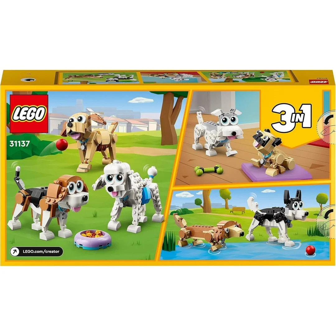 LEGO 31137 Creator 3in1 Niedliche Hunde Set mit Dackel-, Mops-, Pudel-Tierfiguren und mehr, Spielzeug für Kinder ab 7 Jahren, Geschenk für Hundeliebhaber LEGO 31137 Creator 3in1 Niedliche Hunde Set mit Dackel-, Mops-, Pudel-Tierfiguren und mehr, Spielzeug für Kinder ab 7 Jahren, Geschenk für Hundeliebhaber