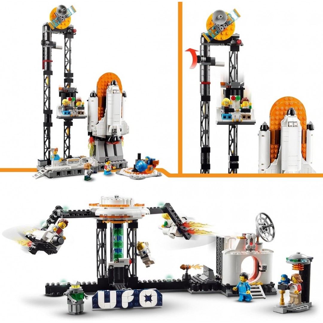 LEGO 31142 Creator 3-in-1 Weltraum-Achterbahn, Bausatz Einer Spielzeug-Kirmes mit funktionierenden Wägen, umbaubar in frei fallenden Fallturm oder Karussell mit Raketen und leuchtenden Steinen LEGO 31142 Creator 3-in-1 Weltraum-Achterbahn, Bausatz Einer Spielzeug-Kirmes mit funktionierenden Wägen, umbaubar in frei fallenden Fallturm oder Karussell mit Raketen und leuchtenden Steinen