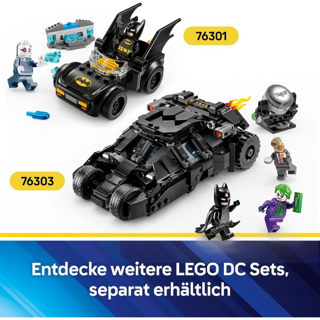 LEGO DC Batman: Batman & Batmobile vs. Mr. Freeze - Superhero Car Toy with 2 Mini Figures - Ice Shooter with Elements for Firing - Gift for Boys and Girls from 4 Years 76301