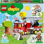 LEGO 10969 DUPLO Town Feuerwehrauto Spielzeug, Lernspielzeug für Kleinkinder ab 2 Jahren, Set mit Blaulicht und Martinshorn, Feuerwehrmann und Katze, für Mädchen und Jungen LEGO 10969 DUPLO Town Feuerwehrauto Spielzeug, Lernspielzeug für Kleinkinder ab 2 Jahren, Set mit Blaulicht und Martinshorn, Feuerwehrmann und Katze, für Mädchen und Jungen
