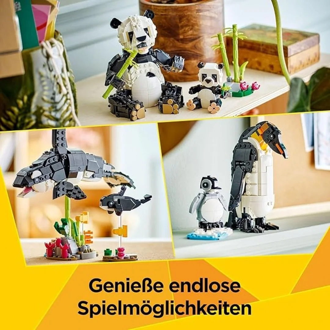 LEGO Creator 3in1 Wilde Tiere: Pandafamilie - Ostergeschenke für Mädchen und Jungen ab 8 Jahren - Modell umbaubar in Spielzeug Schwertwal oder Pinguin Figur - Bauset für Kinder - 31165 LEGO Creator 3in1 Wilde Tiere: Pandafamilie - Ostergeschenke für Mädchen und Jungen ab 8 Jahren - Modell umbaubar in Spielzeug Schwertwal oder Pinguin Figur - Bauset für Kinder - 31165
