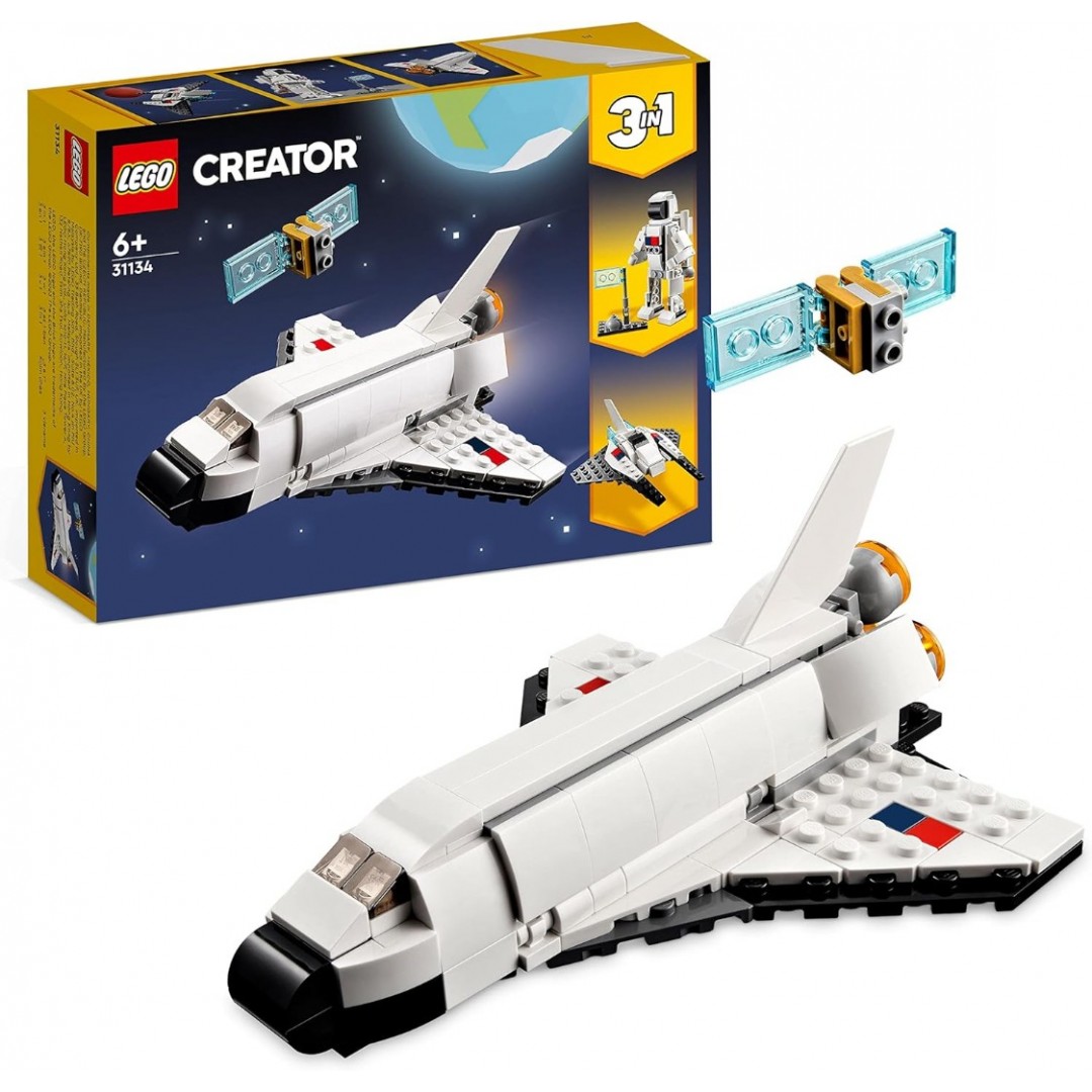 LEGO 31134 Creator 3in1 Spaceshuttle Spielzeug zum Astronauten zum Raumschiff, Konstruktionsspielzeug für Kinder, Jungen, Mädchen ab 6 Jahren, kreative Geschenkidee