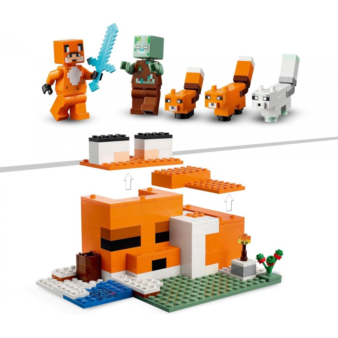 LEGO 21178 Minecraft Die Fuchs-Lodge, Spielzeug für Jungen und Mädchen ab 8 Jahren mit Figuren von ertrunkenem Zombie und Tieren, Kinderspielzeug LEGO 21178 Minecraft Die Fuchs-Lodge, Spielzeug für Jungen und Mädchen ab 8 Jahren mit Figuren von ertrunkenem Zombie und Tieren, Kinderspielzeug