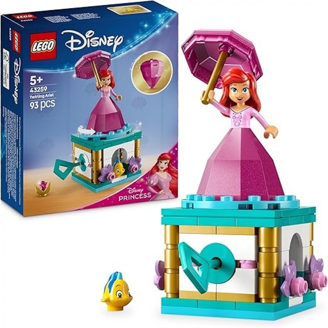 LEGO Disney Princess Ariel Music Box, Fantasy Play Set with Fabius Figure for Little Mermaid Fans, Buildable Box with Princess Mini Doll, Gift for Girls from 5 Years 43259