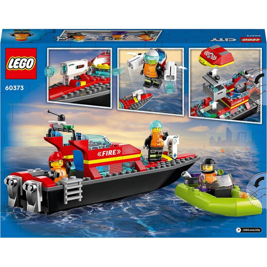 LEGO 60373 City Feuerwehrboot, Spielzeug, das im Wasser schwimmt, mit Rennboot, 3 Minifiguren und Jetpack, Feuerwehr-Boot-Spielzeug Geschenkidee für Jungen und Mädchen ab 5 Jahren LEGO 60373 City Feuerwehrboot, Spielzeug, das im Wasser schwimmt, mit Rennboot, 3 Minifiguren und Jetpack, Feuerwehr-Boot-Spielzeug Geschenkidee für Jungen und Mädchen ab 5 Jahren