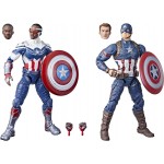 Marvel Legends Series Captain America 2-pack Steve Rogers and Sam Wilson MCU 15.2 cm figures, 7 accessories