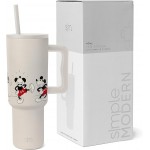 Disney Trinkbecher mit Griff und Strohhalm-Deckel, isolierter, wiederverwendbarer Edelstahl-Reisebecher, Geschenke für Damen, Herren, Ihn, sie, Trek-Kollektion, 1,2 l, Mickey Mouse