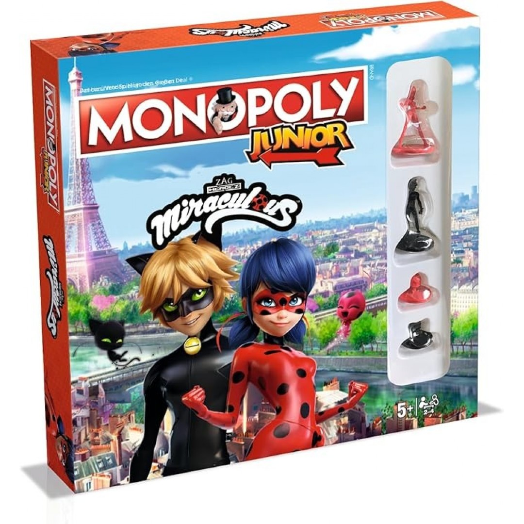 Winning Moves - Monopoly Junior Miraculous With Lady Bug, Cat Noir, The Kwamis From Miraculous And Many More Age 5+ German