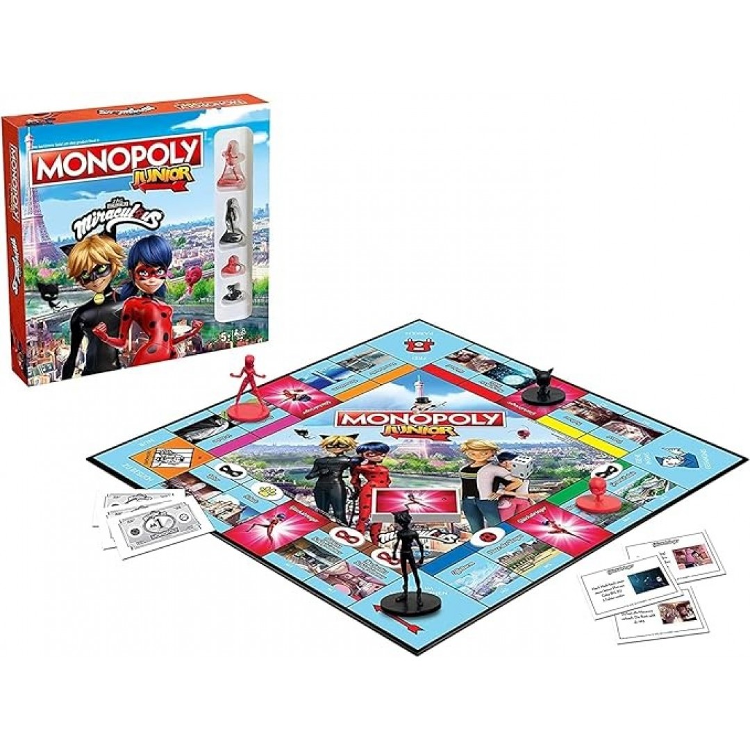 Winning Moves - Monopoly Junior Miraculous With Lady Bug, Cat Noir, The Kwamis From Miraculous And Many More Age 5+ German