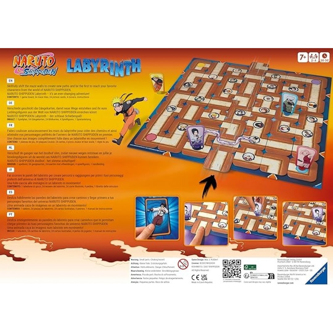 Ravensburger 27557 - Naruto Shippuden Labyrinth - Der Familienspiel-Klassiker für 2-4 Spieler ab 7 Jahren im Look der Animeserie