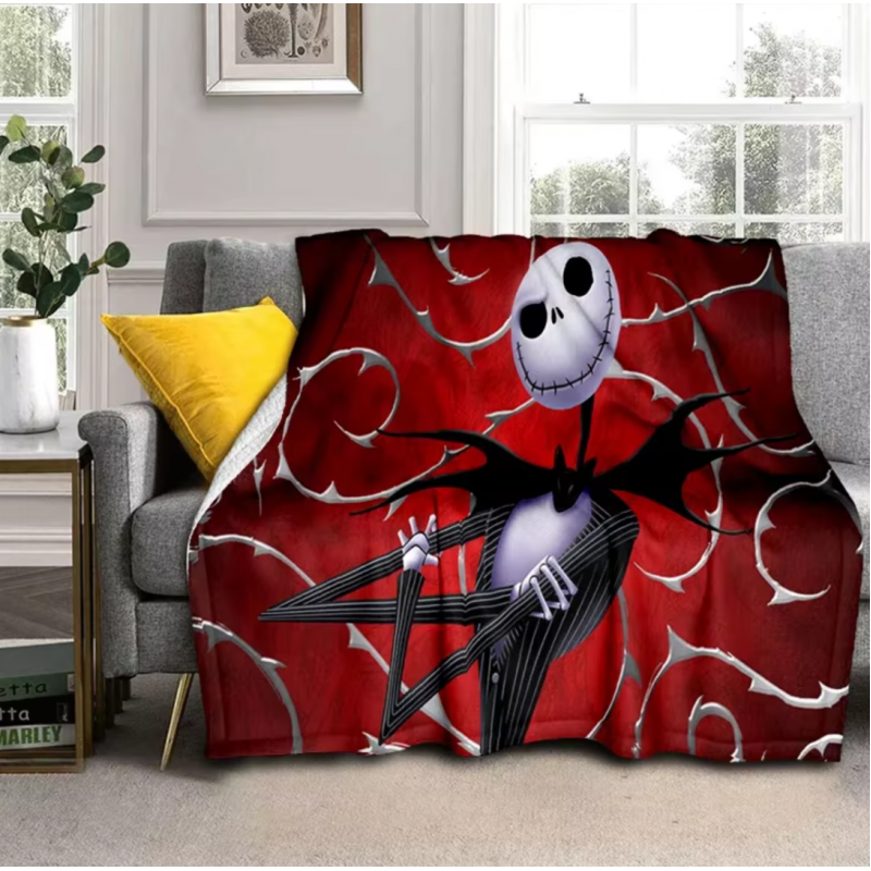 Style the nightmare before Christmas jack cartoon soft flannel blanket, throw blanket for picnic beds sofa home bedroom kids