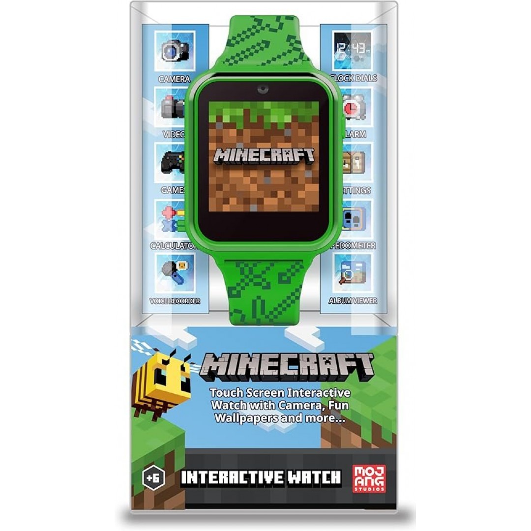 Kinder Smartwatch Minecraft, Kinderuhr mit Selfie Kamera, Foto & Video, Stoppuhr, 6 Spiele, 3 Hintergründe, 10 Zifferblätter, Diktiergerät, Fitness Tracker Uhr, Wecker, Grün