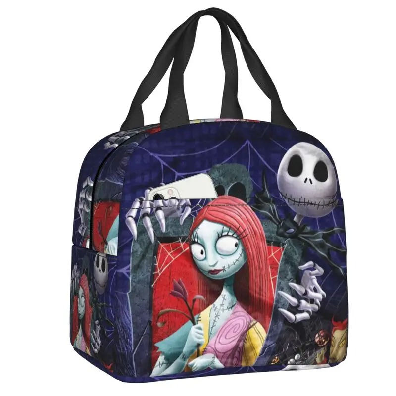 Tim Burton Christmas Horror Movie Insulated Lunchbox Women Halloween Skull Jack Reusable Thermo Cooler Lunch Bag