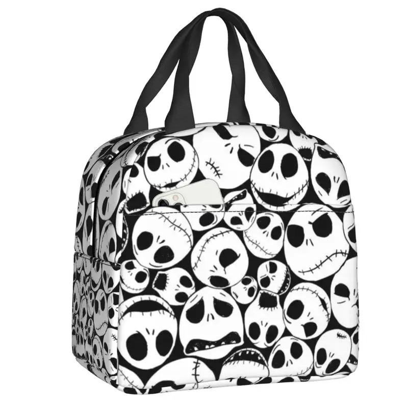 Tim Burton Christmas Horror Movie Insulated Lunchbox Women Halloween Skull Jack Reusable Thermo Cooler Lunch Bag