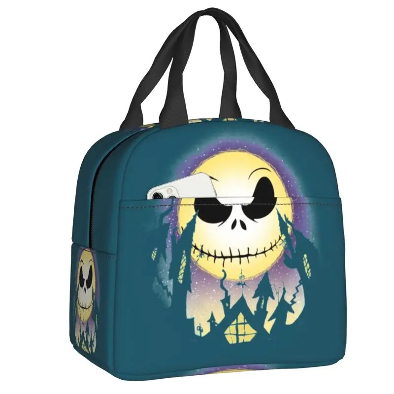 Tim Burton Christmas Horror Movie Insulated Lunchbox Women Halloween Skull Jack Reusable Thermo Cooler Lunch Bag