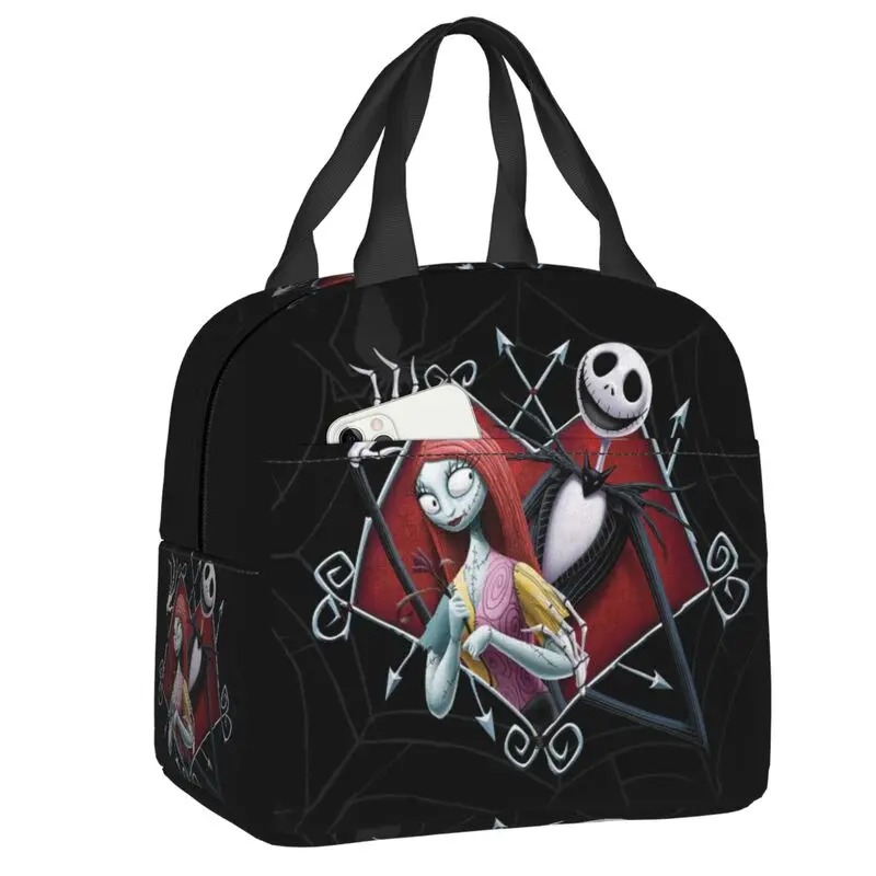 Tim Burton Weihnachten Horrorfilm isoliert Lunchbox Frauen Halloween Schädel Jack wieder verwendbare Thermo kühler Lunch Bag