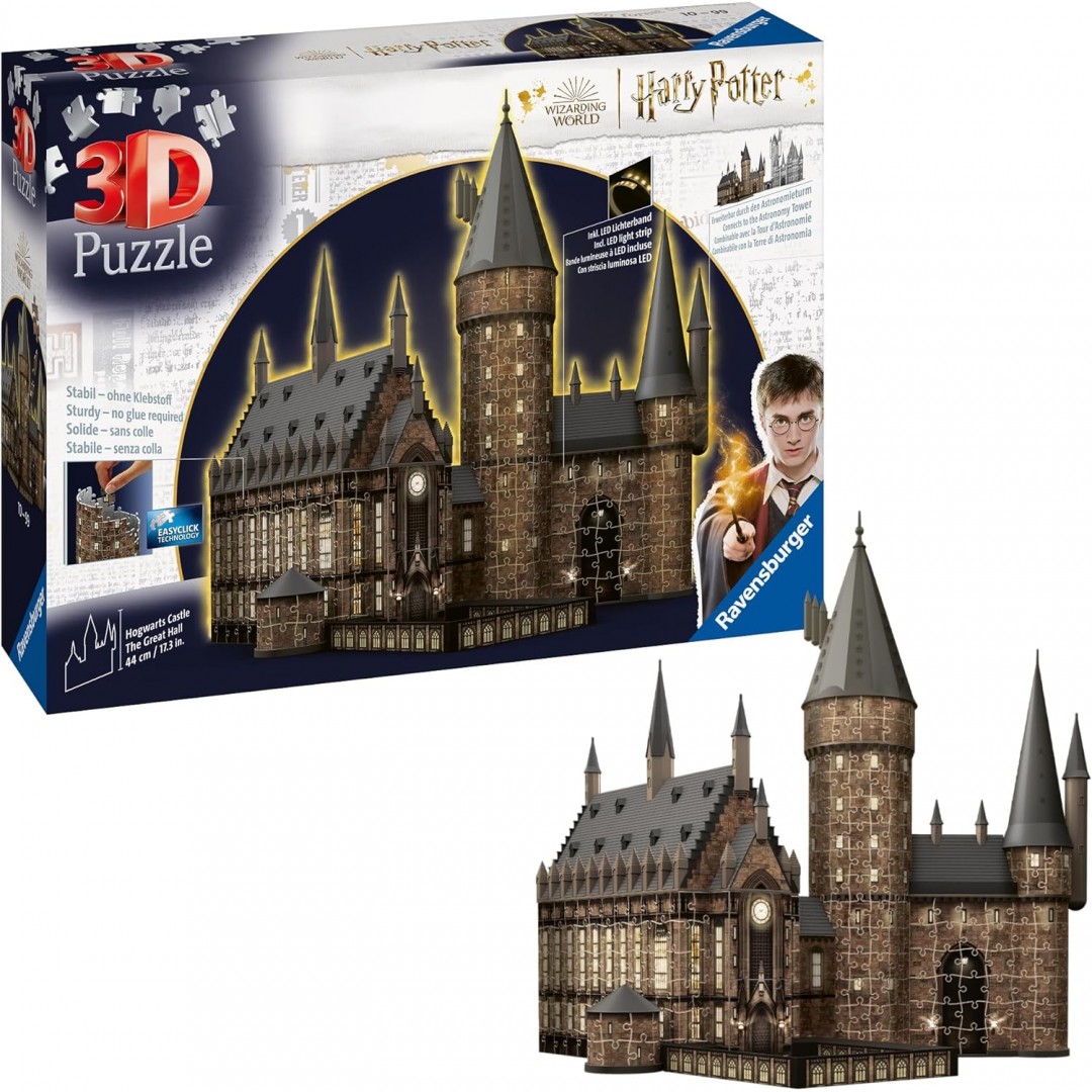 Ravensburger 3D Puzzle 11550 - Harry Potter Hogwarts Schloss - Die Große Halle - Night Edition - 540 Teile - Beleuchtetes Hogwarts Castle für Harry Potter Fans ab 10 Jahren, Harry Potter Geschenke