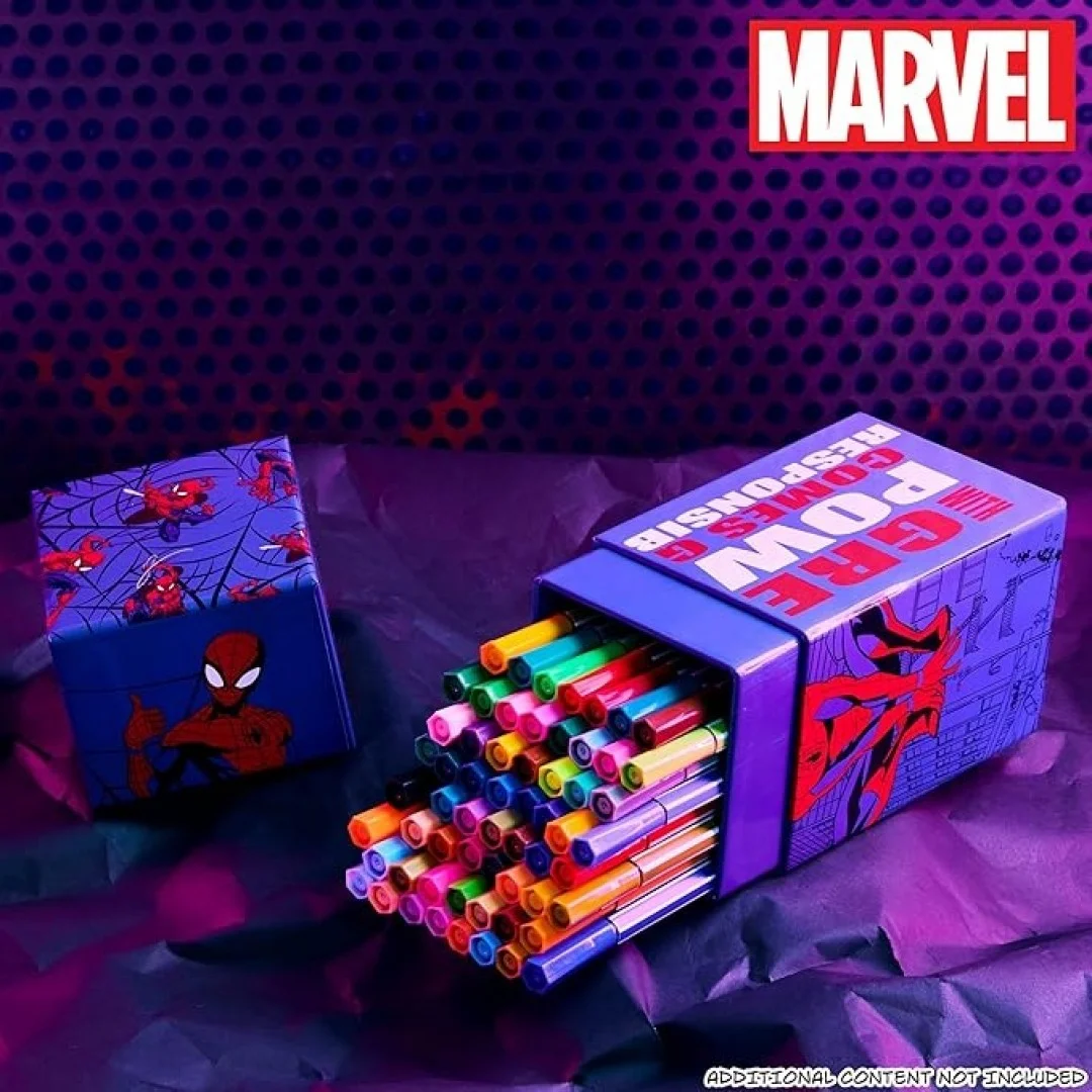 Original Marvel Spiderman Filzstifte Set mit 60 Fasermaler - Geschenke für Kinder