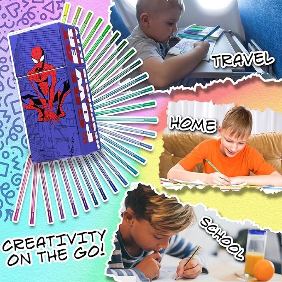 Original Marvel Spiderman felt-tip pens set with 60 fiber-tip pens - gifts for children