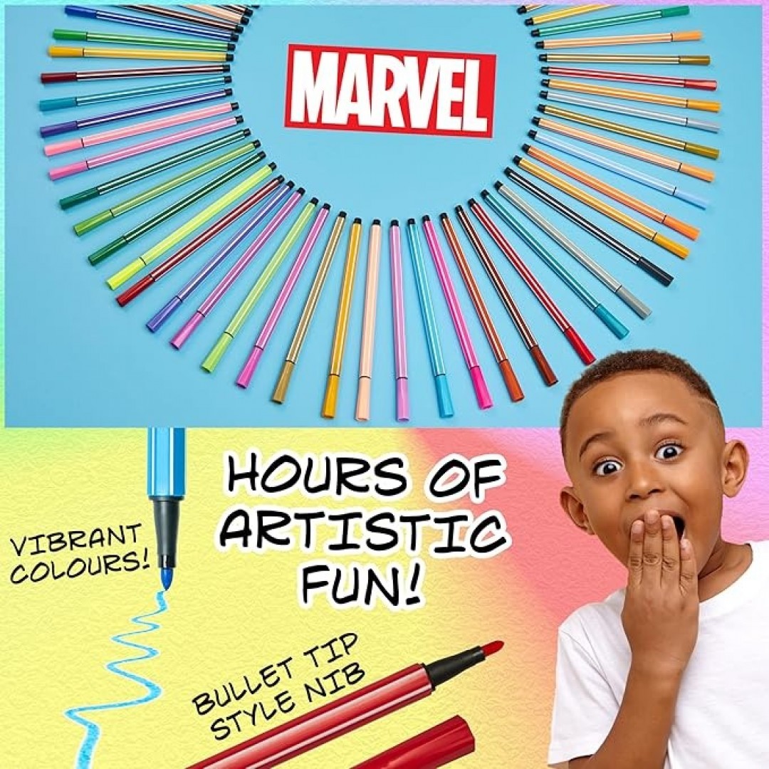 Original Marvel Spiderman felt-tip pens set with 60 fiber-tip pens - gifts for children