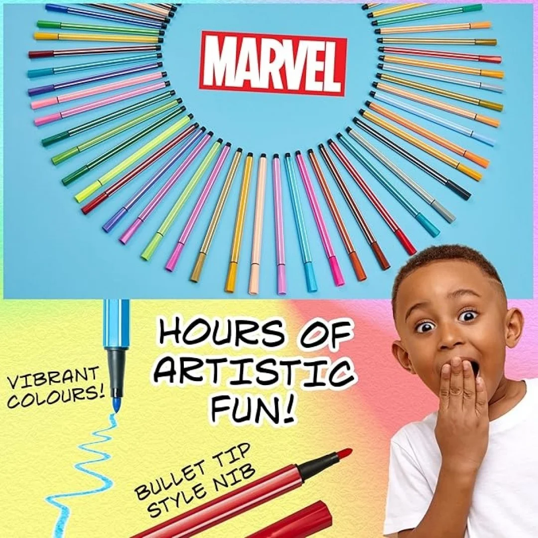 Original Marvel Spiderman Filzstifte Set mit 60 Fasermaler - Geschenke für Kinder