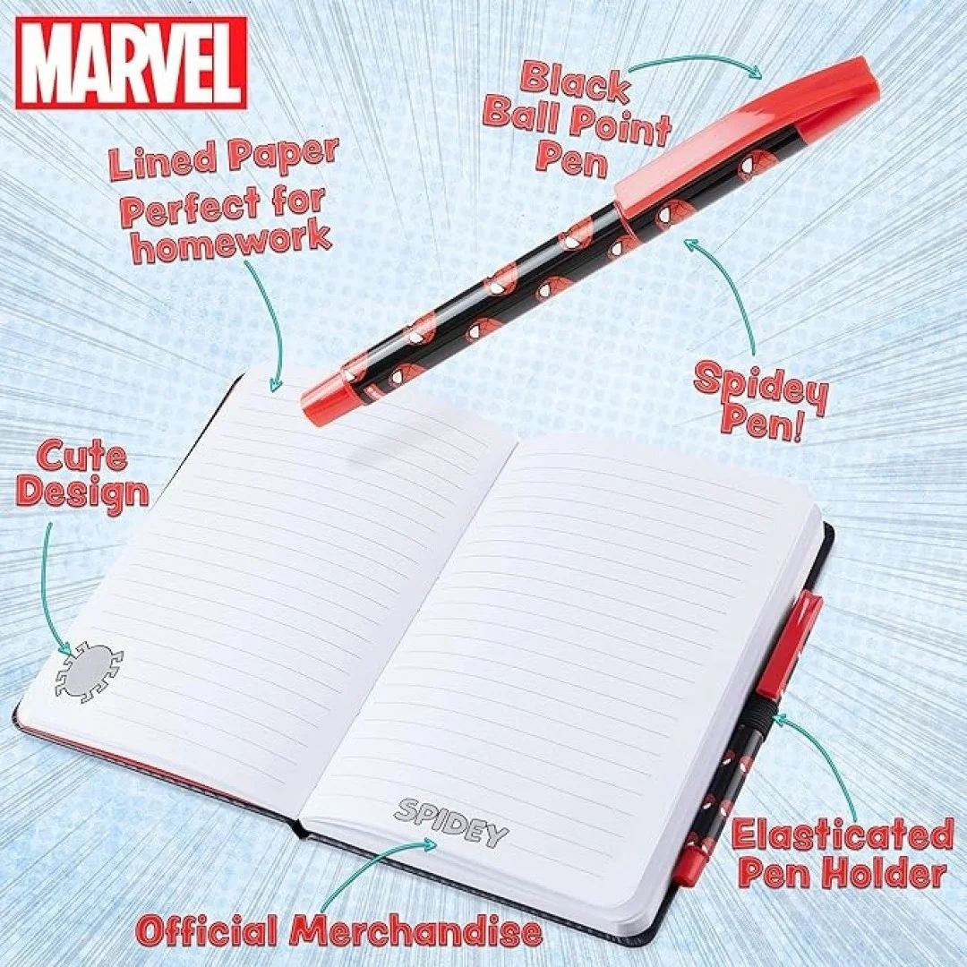 Marvel Spiderman A5 notebook and pen set, 3D diary stationery set kids journal for boys kids diaries spiderman toys