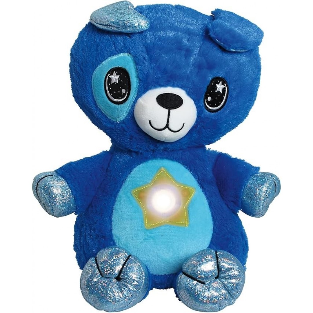 Star Belly Dream Lites, soft toy night light, cuddly blue puppy, projects glowing stars and shapes in 6 soft colors, known from television