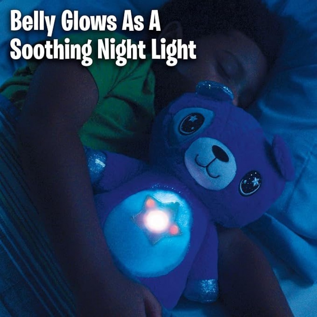 Star Belly Dream Lites, soft toy night light, cuddly blue puppy, projects glowing stars and shapes in 6 soft colors, known from television