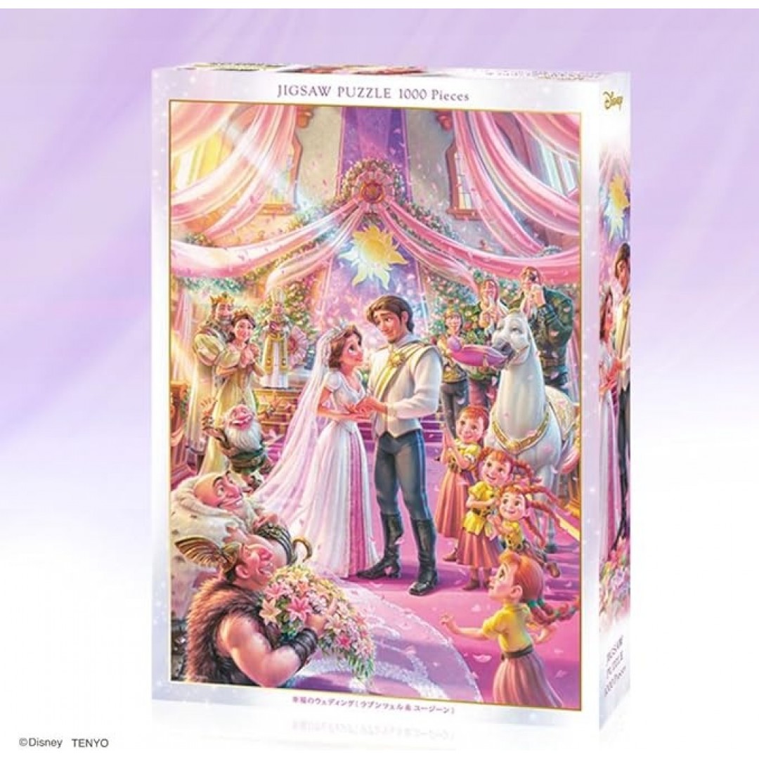 Tenyo D-1000-886 Jigsaw Puzzle, 1000 Pieces, Disney, Rapunzel on the Tower, Happiness Wedding, Rapunzel & Eugene, 20.1 x 29.9 inches (51 x 73.5 cm), Includes Glue and Spatula, Service Card Included